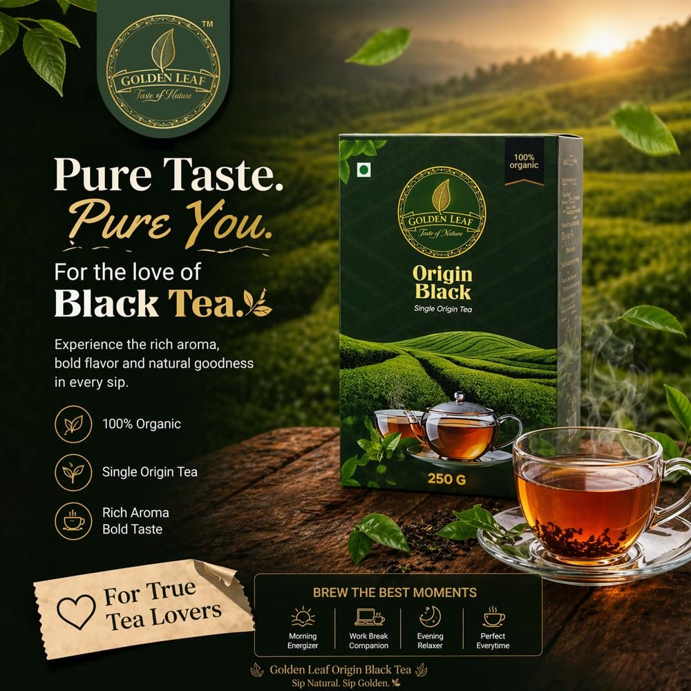 71gonmcxw4l. sl1000 Golden Leaf Premium Tea | Pure & Organic | Fresh Flavour | Single Origin Tea | High Grown Strong Chai | Origin Black 250 g