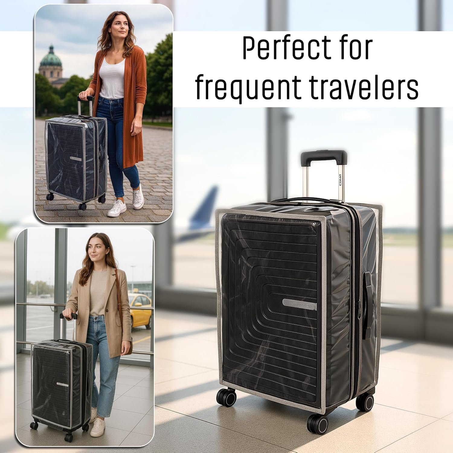 71hv qgulyl. sl1500 28 inch Trolley Bag Cover/Suitcase Bag Cover/Waterproof Dustproof Luggage Covers/Zippered Clear PVC Suitcase Covers Protectors (Pack of 1) (28 inch) (Heavy Quality)