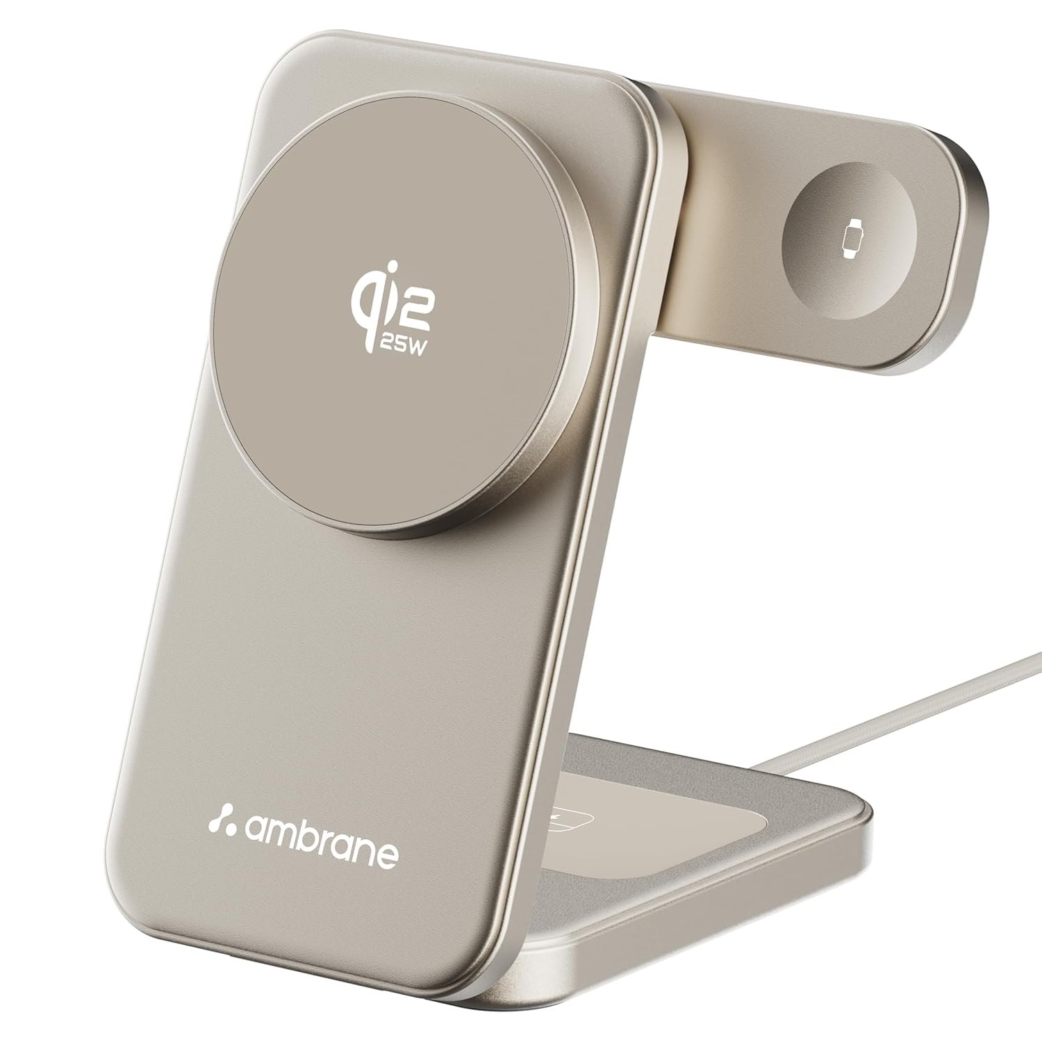 Ambrane Qi2 Magsafe Wireless 3-in-1 Charger for iPhone, Airpods&Apple Watch, Qi2 Certified Fast Charging, Premium&Foldable Design, for iPhone 16/15/14/13/12 Series (AerosynQ Trio 3, Titanium) Ambrane Qi2 Magsafe Wireless 3-in-1 Charger for iPhone, Airpods&Apple Watch, Qi2 Certified Fast Charging, Premium&Foldable Design, for iPhone 16/15/14/13/12 Series (AerosynQ Trio 3, Titanium)