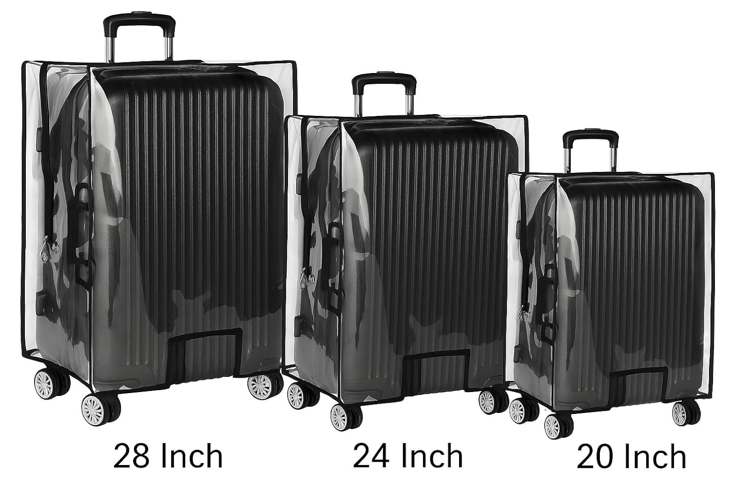 71kglag7xkl. sl1500 Suitcase Cover Combo for Hard Luggage Trolley Bags, (Size-20, Size-24, Size-28) Transparent Protective Covers PVC Fabric Waterproof