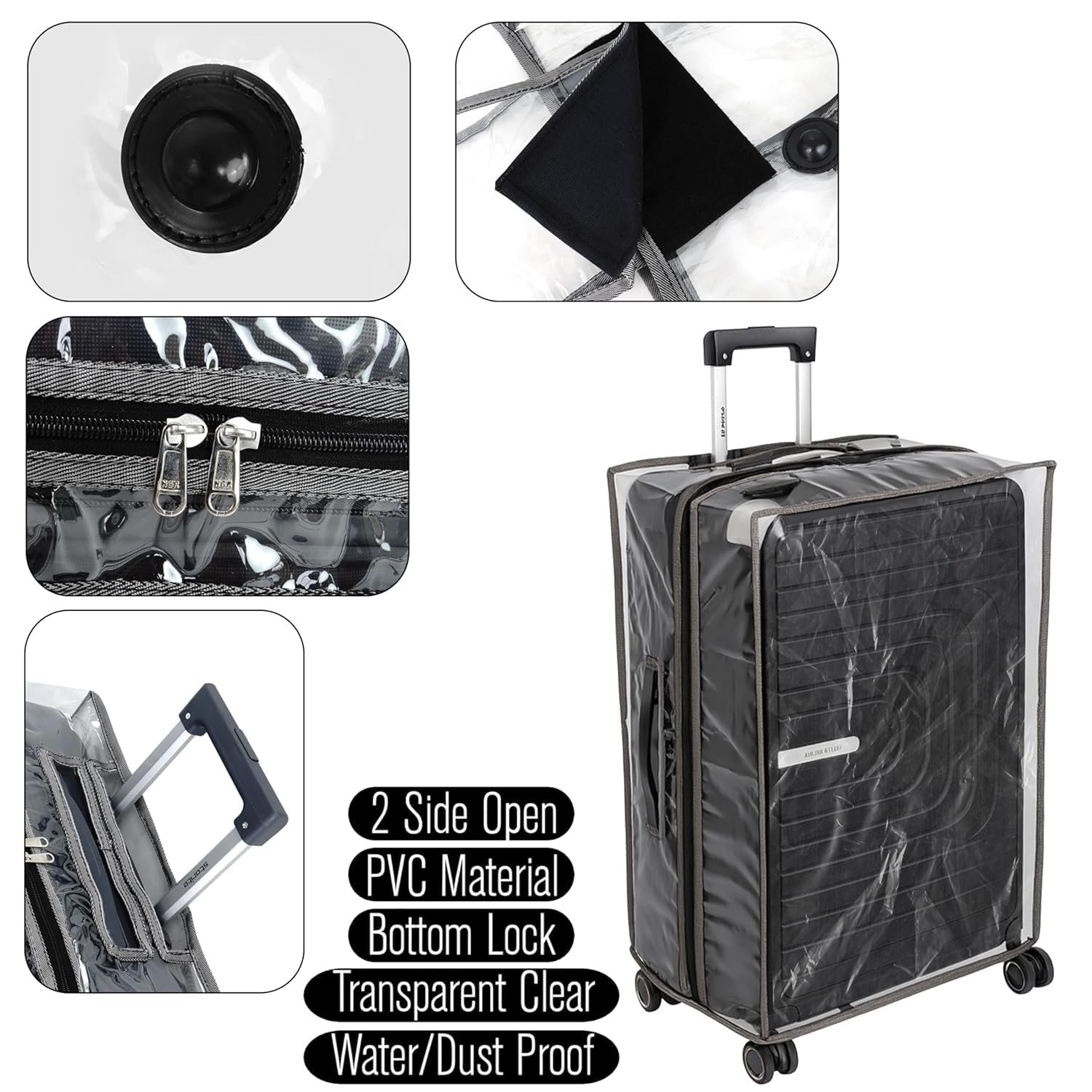 71ljrpmital. sl1500 28 inch Trolley Bag Cover/Suitcase Bag Cover/Waterproof Dustproof Luggage Covers/Zippered Clear PVC Suitcase Covers Protectors (Pack of 1) (28 inch) (Heavy Quality)