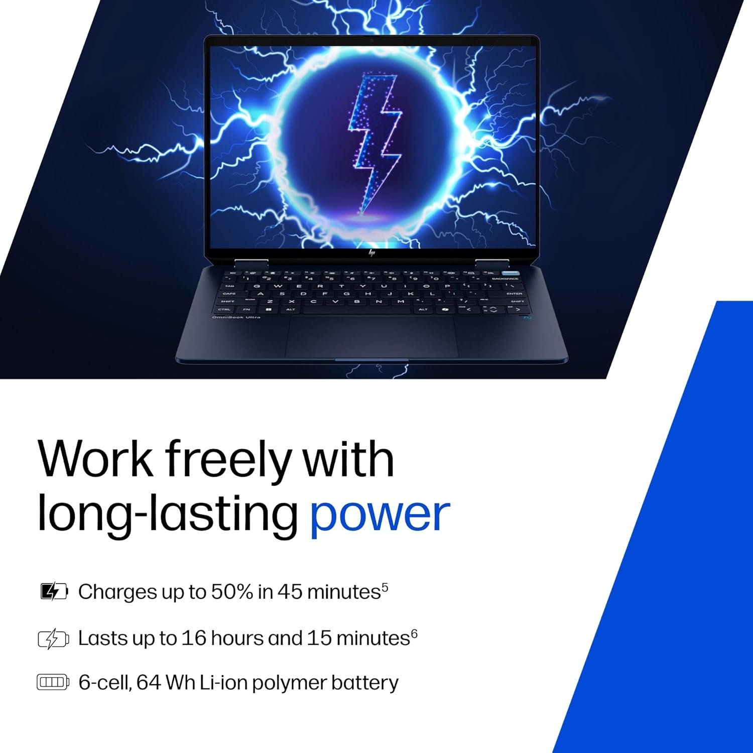 71njagii4ml. sl1500 HP Omnibook Ultra Flip (Previously Spectre), Intel Core Ultra 9 288V (32GB LPDDR5x, 2TB SSD), 3K, OLED, 120 Hz, 14/35.6cm, Win11, M365* Office24, Blue, 1.34kg, fh0369tu, 9MP Camera, Backlit Laptop