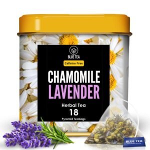 BLUE TEA - Chamomile Lavender Tea - 18 Tea Bags - Plant Based | SLEEP TEA | Herbal Tea - Caffeine Free - Flower Based - Non-Bitter - Non-GMO | Featured In Shark Tank | Premium Tin Pack
