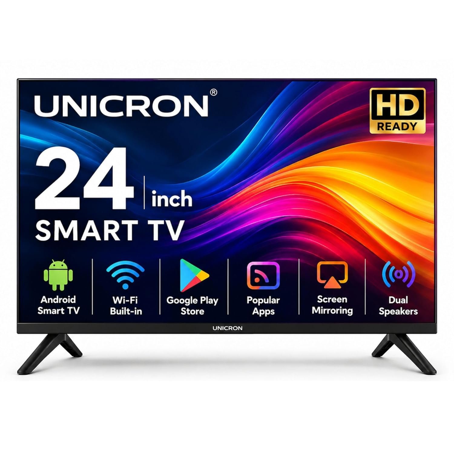 71nemadffil. sl1500 UNICRON 24INCH HD Ready Android Smart LED TV | WiFi Enabled | Built-in Apps Compatible (YouTube, Netflix, Prime Video) | Screen Mirroring | HDMI, USB Connectivity | Premium Slim & Stylish