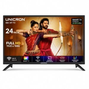 UNICRON 24”INCH HD Ready Android Smart LED TV | WiFi Enabled | Built-in Apps Compatible (YouTube, Netflix, Prime Video) | Screen Mirroring | HDMI, USB Connectivity | Premium Slim & Stylish