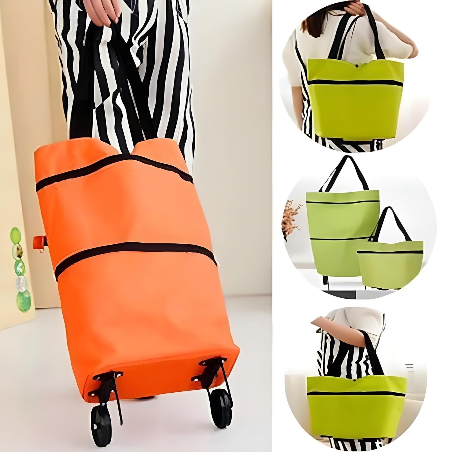 71sqwarki1l. sl1500 Folding Trolly Gab Trolley Luggage Bags Traveling Vegetable Grocery Clothing Bag with Light Weight and Medium Size with Wheels Women
