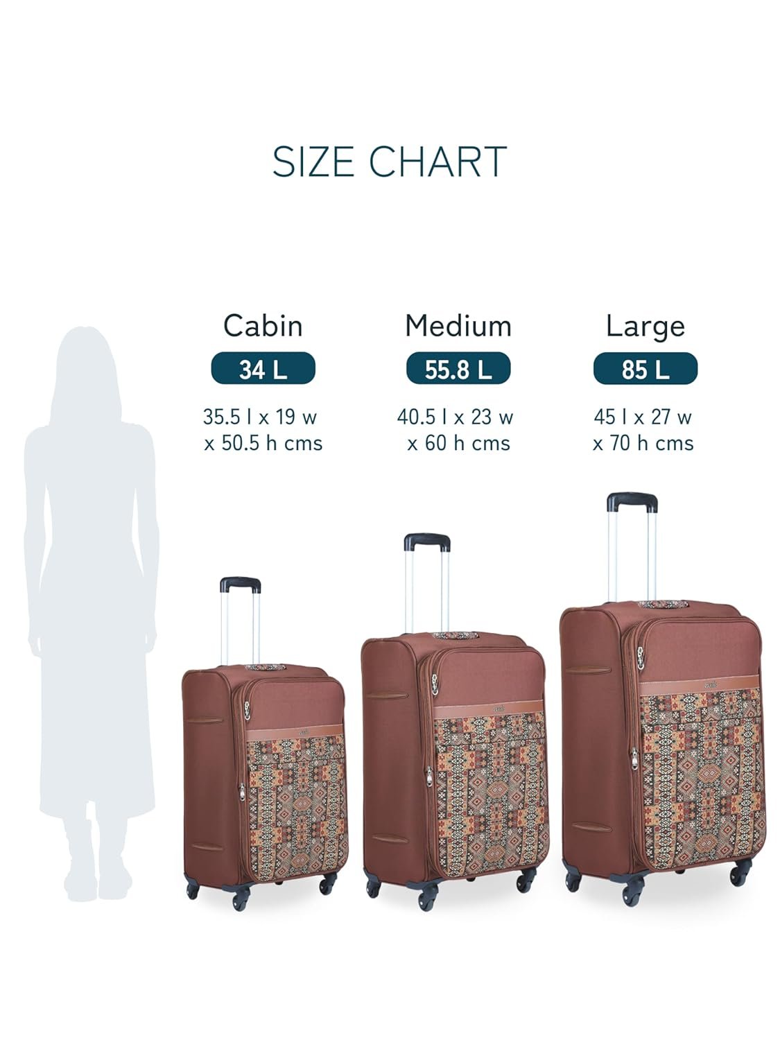 71u5cxuk9ll. sl1500 1778766121 3242 ZOUK Avasa Jammu Kaleen Polyester Soft 4 Spinner Wheel 360° Rotating Cabin 50 cm Multicolor Trolley, Luggage, Suitcase Bags for Travel for Men and Women