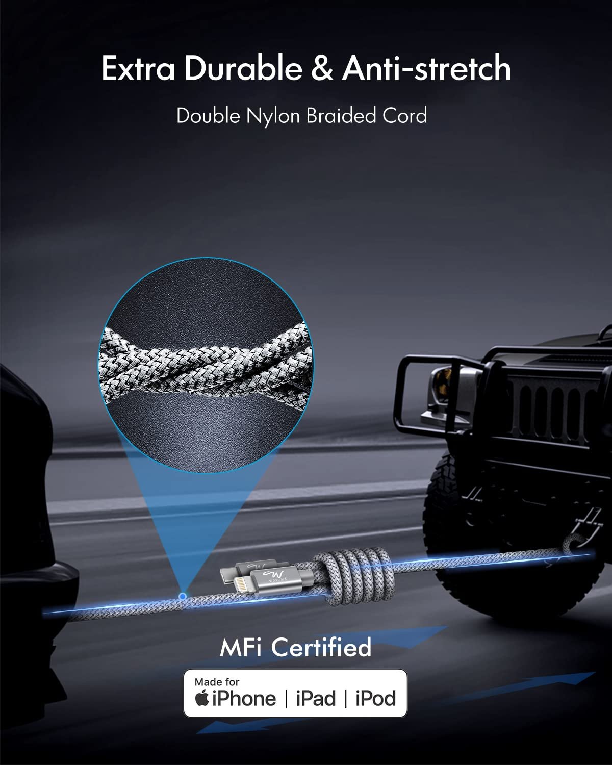 71w7yjiq5yl. sl1500 Wayona Type C To Lightning MFI Certified 20W Fast Charging Nylon Braided USB CableC Cable For iPhone 14,14 Pro,14 Pro Max, iPhone 13 Series,12,12 Pro,11,11 Pro Max iPhone 12 Mini, X, 8 (2M, Grey)