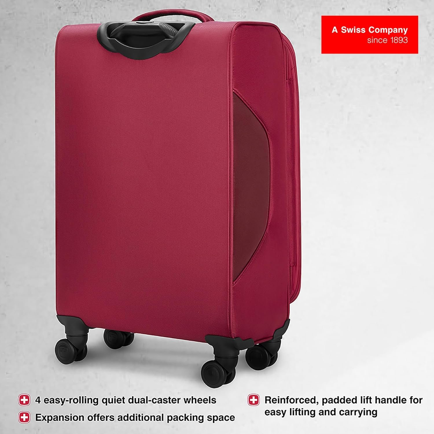 71wtjuybrhl. sl1500 WENGER, Fantic Medium Softside Case, Burgundy, 71 Liters, Swiss Designed-Blend of Style & Function, 612337-X1