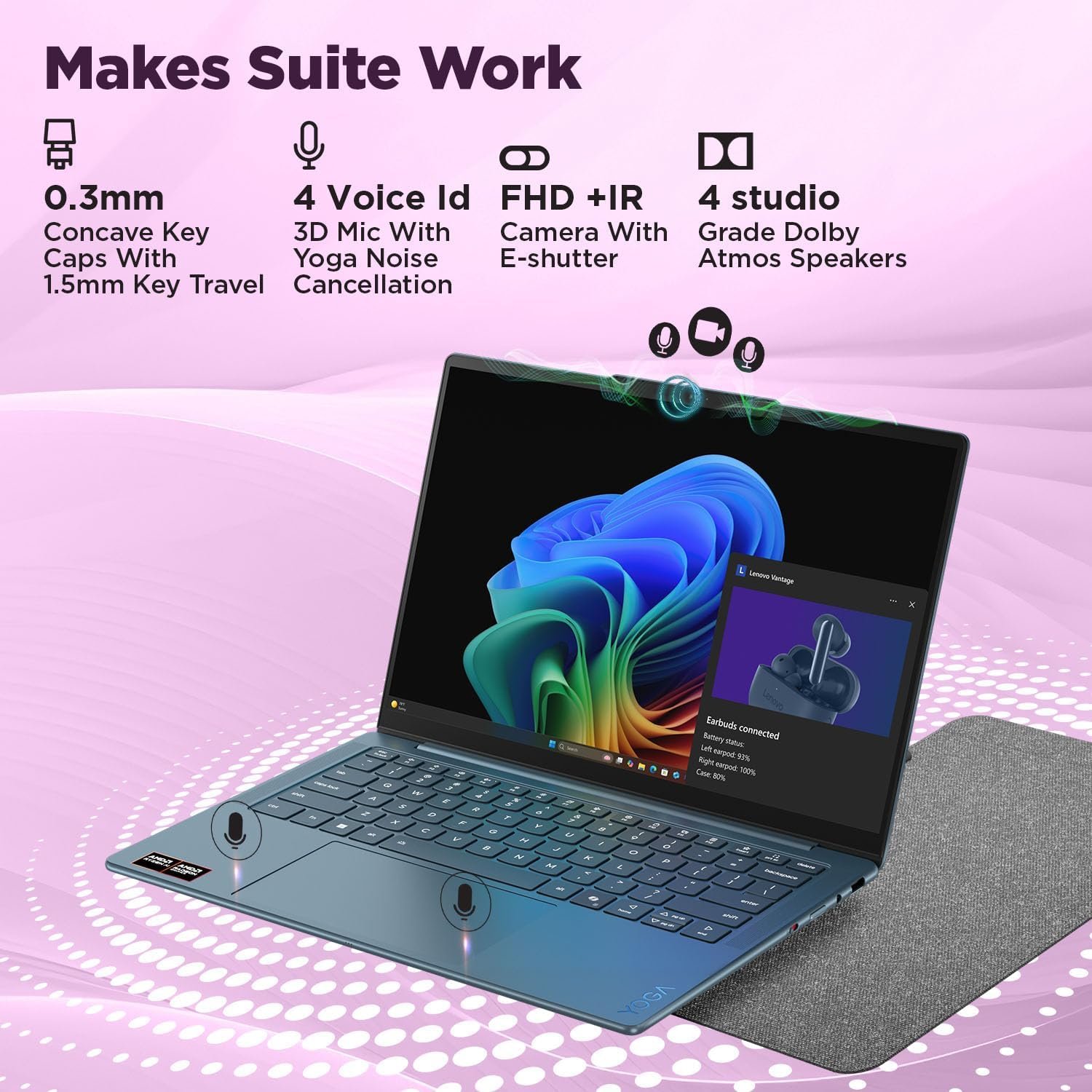 71xbuhlcq2l. sl1500 Lenovo Yoga Slim 7 AMD Ryzen AINow 7 350, 83JY005YIN AI Laptop, Copilot+ 32GB RAM/1TB SSD/14(35.5cm)WUXGA OLED/50 TOPS/Windows 11, Office Home 2024, Backlit Keyboard, 1Yr ADP Free, Teal, 1.19Kg