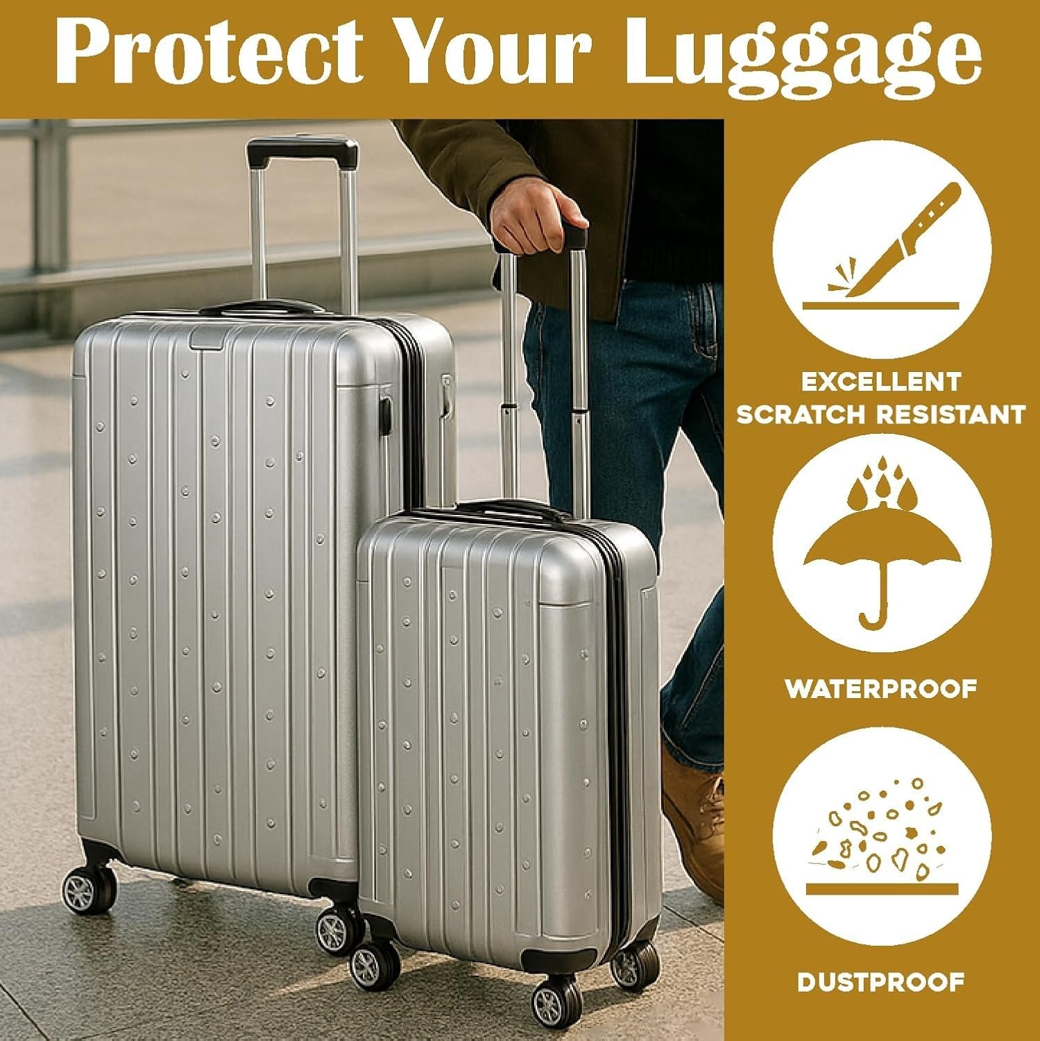 71z2ot8tp6l. sl1500 28 inch Trolley Bag Cover/Suitcase Bag Cover/Waterproof Dustproof Luggage Covers/Zippered Clear PVC Suitcase Covers Protectors (Pack of 1) (28 inch) (Heavy Quality)