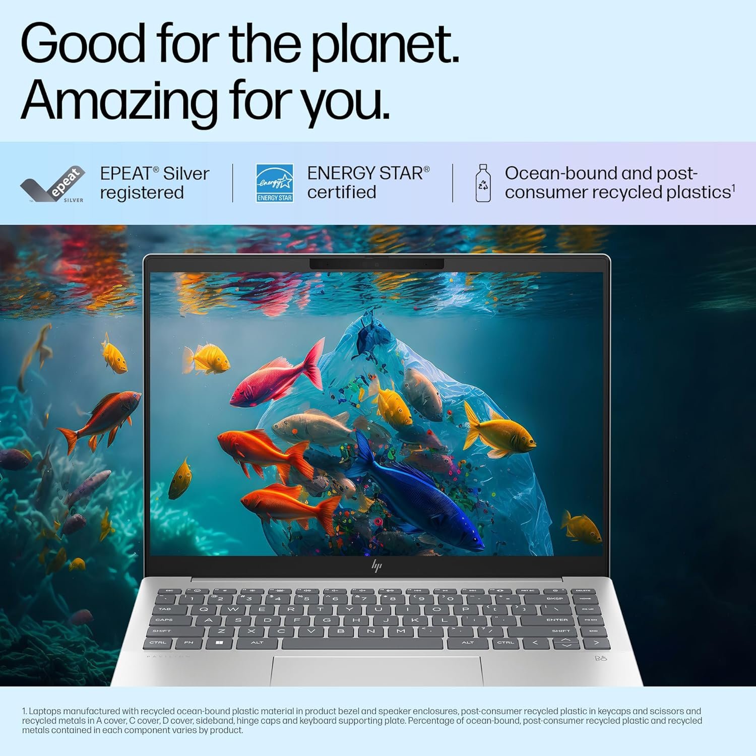 811oxqixq0l. sl1500 HP Pavilion Plus, 13th Gen Intel Core i5-1335U Laptop (16GB DDR5, 512GB SSD) IPS WUXGA Anti-Glare, 14/35.6cm, Win 11, MS Office, Silver, 1.44kg, Intel Iris Xe Graphics, 5MP IR Camera, ew0116TU/0107tu