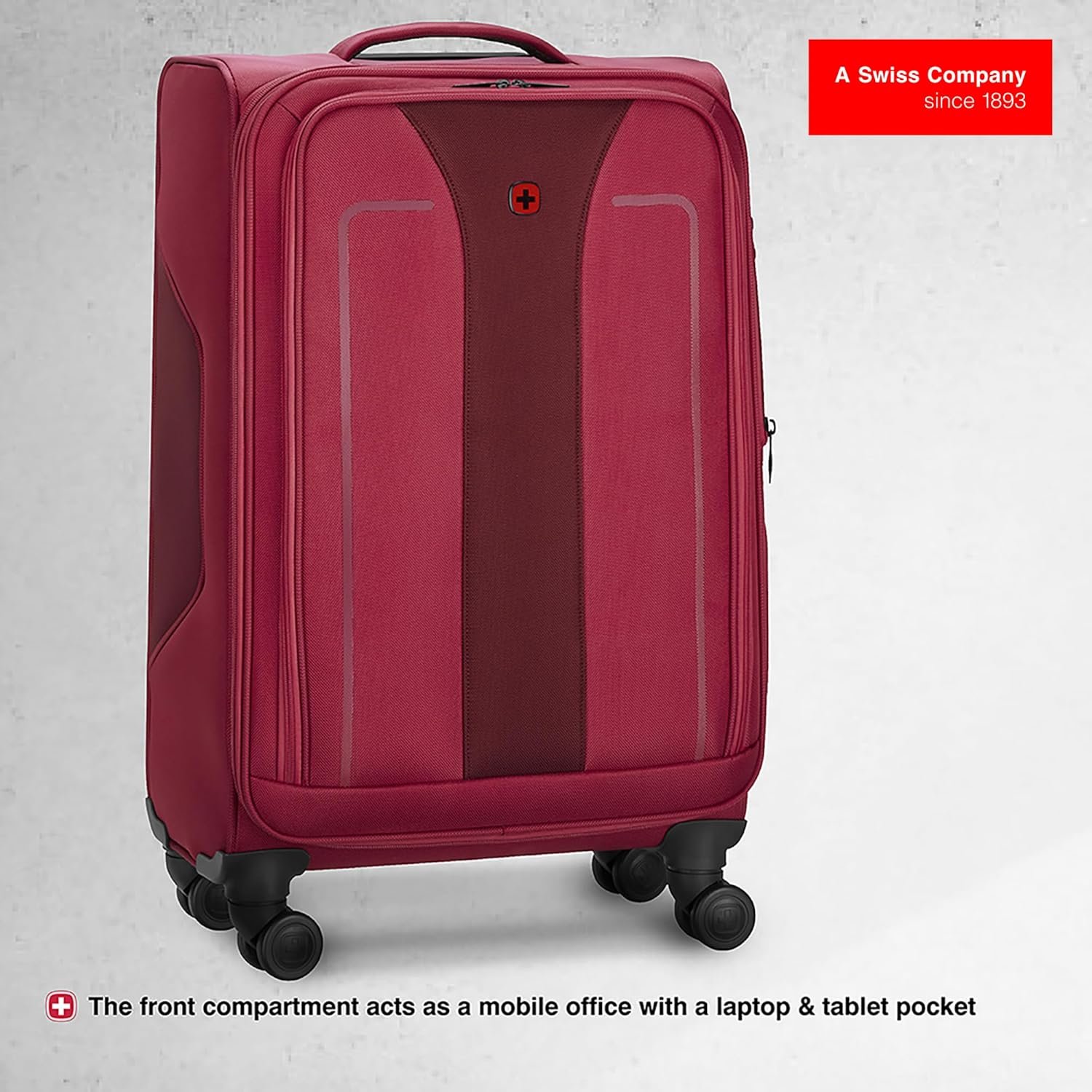 814huonrhzl. sl1500 WENGER, Fantic Medium Softside Case, Burgundy, 71 Liters, Swiss Designed-Blend of Style & Function, 612337-X1