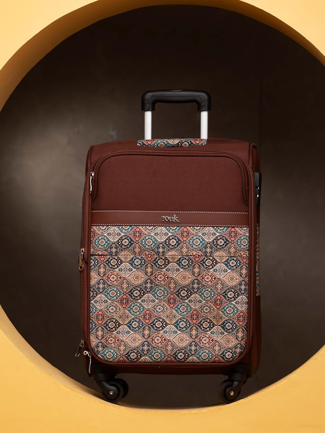 814jmovqmcl. sl1500 ZOUK Avasa Jammu Kaleen Polyester Soft 4 Spinner Wheel 360° Rotating Cabin 50 cm Multicolor Trolley, Luggage, Suitcase Bags for Travel for Men and Women