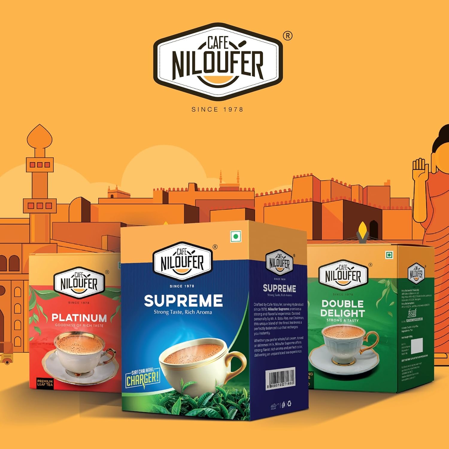 8182s7swwul. sl1500 Cafe Niloufer Supreme Tea Powder 500 gms | Strong & Aromatic Blend for Rich Taste | Perfect for Kadak Chai & Indian Masala Tea