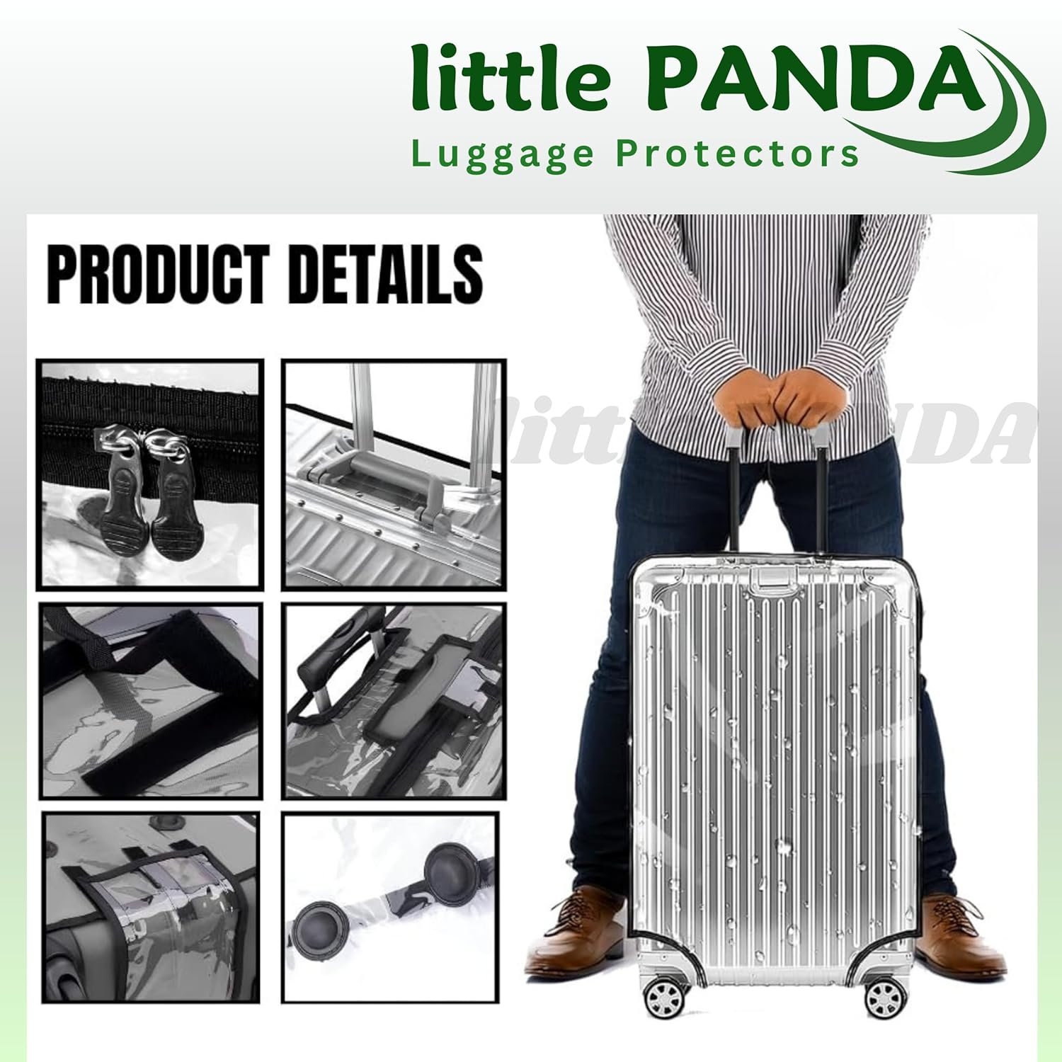 81iqevevlul. sl1500 little PANDA 24 inch Trolley Bag Cover Medium Suitcase Cover Transparent Waterproof Dustproof Zippered Clear PVC Luggage Covers (Fits Only on Fiber Plastic Trolley Bag) (Medium (24 inch))