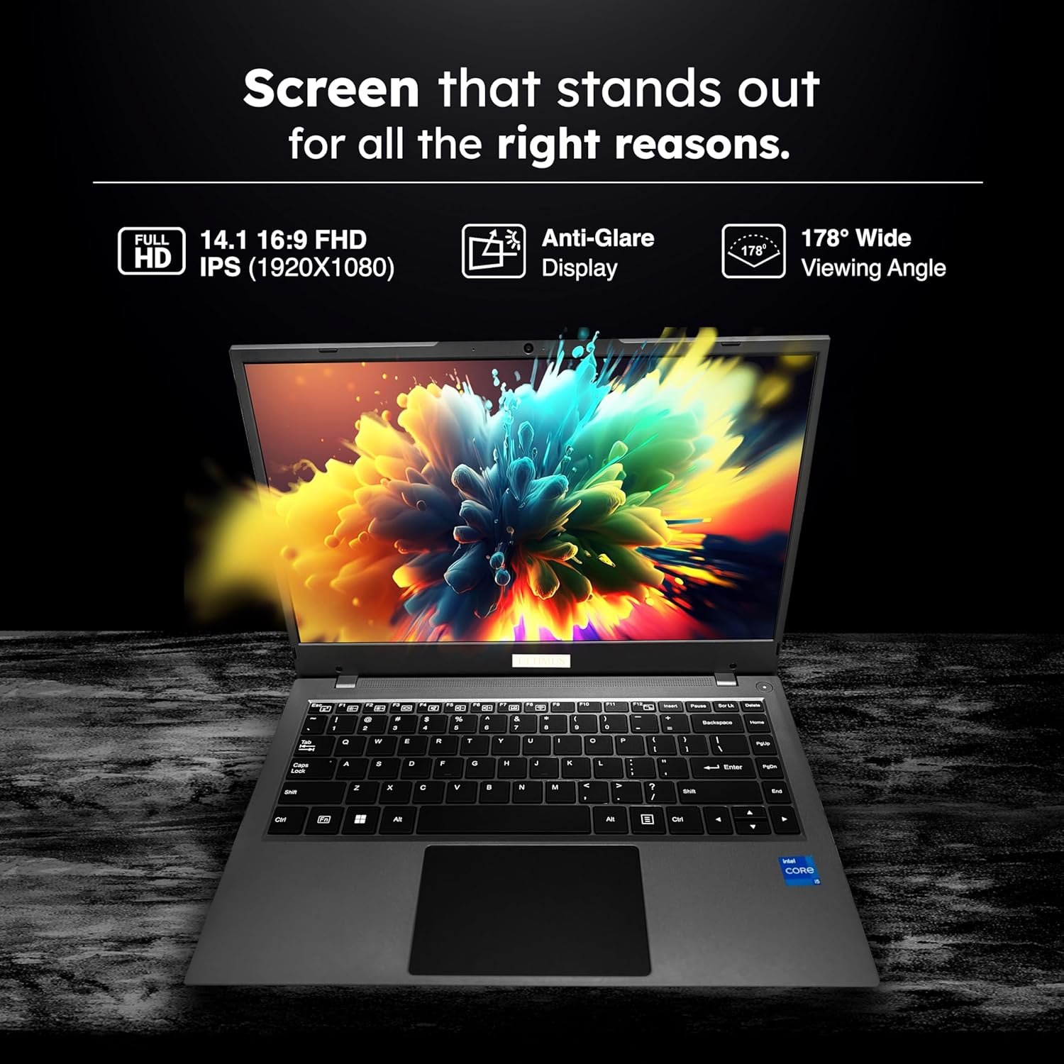 81usj4etupl. sl1500 FUTOPIA Ultimus APEX5 Laptop Intel core i5 12th Gen 1235U Laptop 8GB RAM 512GB SSD Expandable~1TB FHD IPS 14.1 Win 11 Home DDR4 SDRAM 3xUSB SD Card Slot Iris Xe Graphics MS Office 365 (Trial) Black