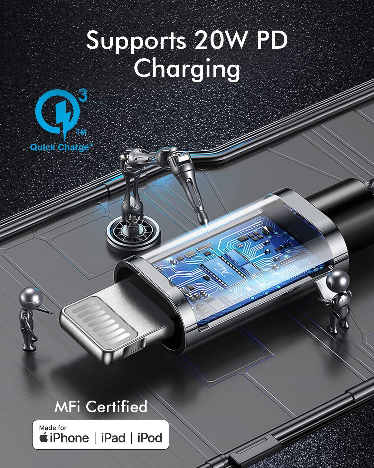 81wq3l87h l. sl1500 Wayona Type C To Lightning MFI Certified 20W Fast Charging Nylon Braided USB CableC Cable For iPhone 14,14 Pro,14 Pro Max, iPhone 13 Series,12,12 Pro,11,11 Pro Max iPhone 12 Mini, X, 8 (2M, Grey)