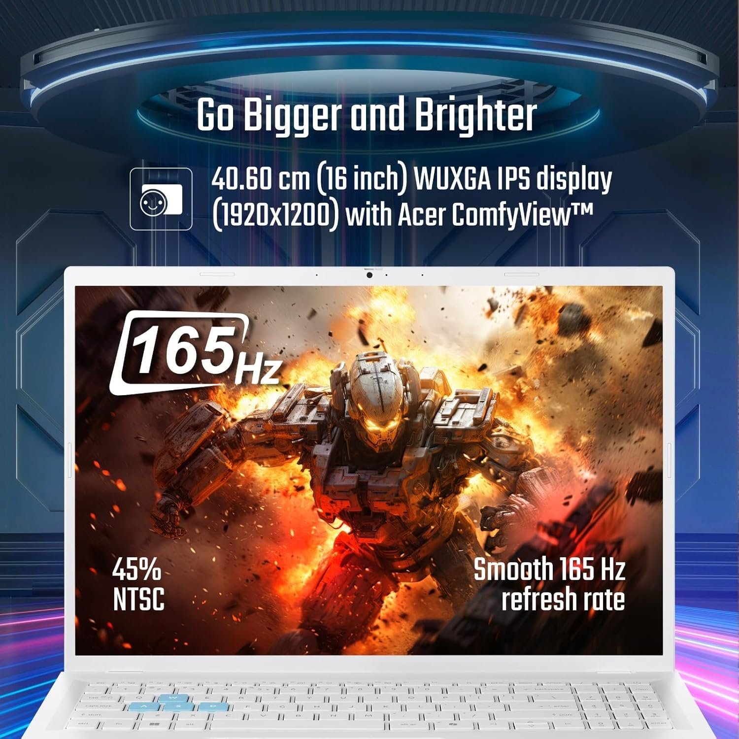 81ydntph9pl. sl1500 acer Nitro Lite 16,13th Gen, Intel Core i7 13620H Processor,NVIDIA GeForce RTX 3050-6 GB GDDR6,16GB/ 512 GB,16.0/40.64 cm,165 Hz, Win 11 Home, White, 1.95 kg, NL16-71G, Backlit KB,Gaming Laptop