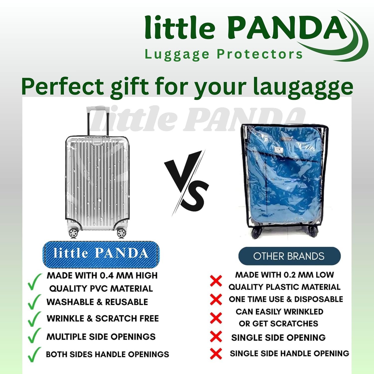 81cqjyr4xtl. sl1500 little PANDA 24 inch Trolley Bag Cover Medium Suitcase Cover Transparent Waterproof Dustproof Zippered Clear PVC Luggage Covers (Fits Only on Fiber Plastic Trolley Bag) (Medium (24 inch))