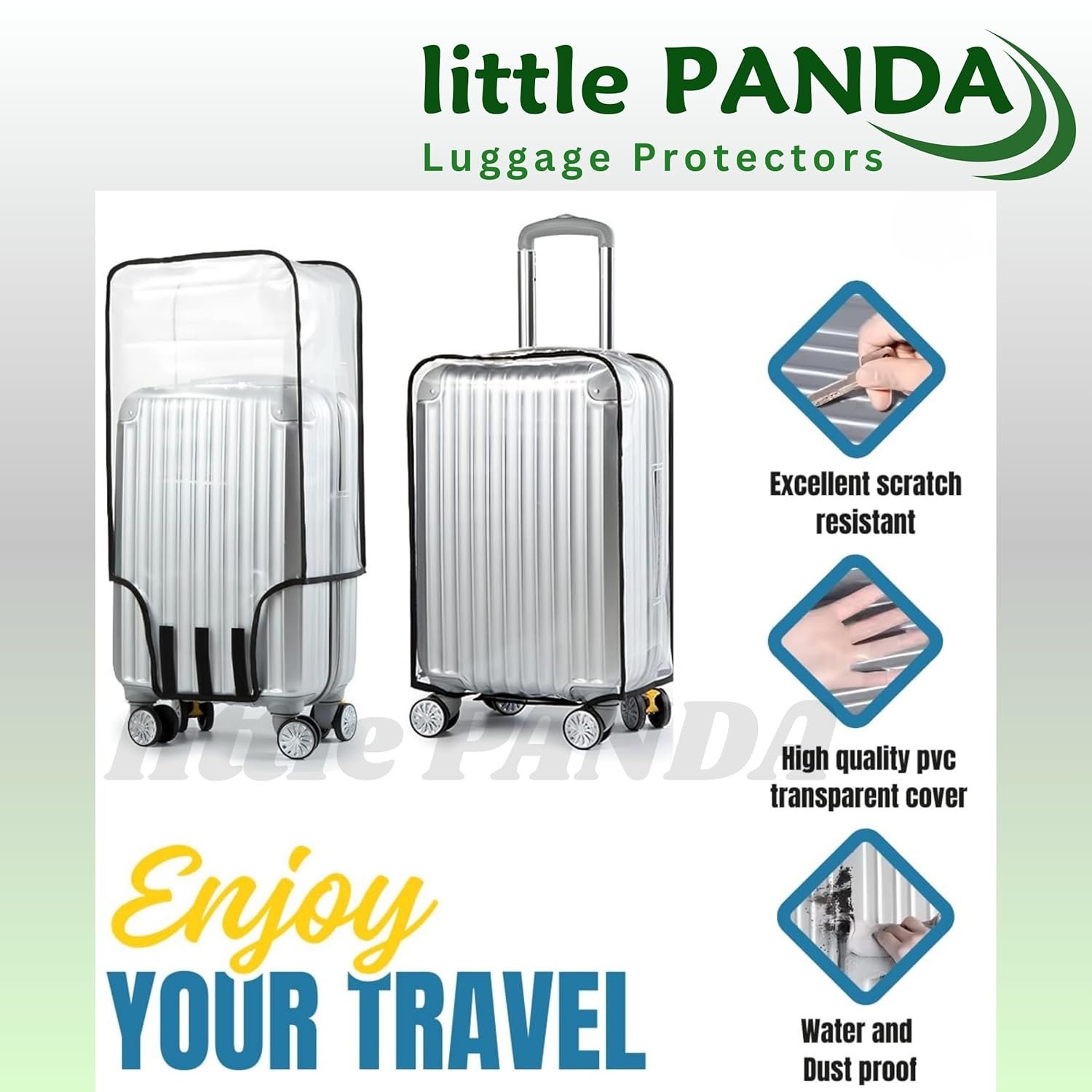 81ebtvma00l. sl1500 little PANDA 24 inch Trolley Bag Cover Medium Suitcase Cover Transparent Waterproof Dustproof Zippered Clear PVC Luggage Covers (Fits Only on Fiber Plastic Trolley Bag) (Medium (24 inch))