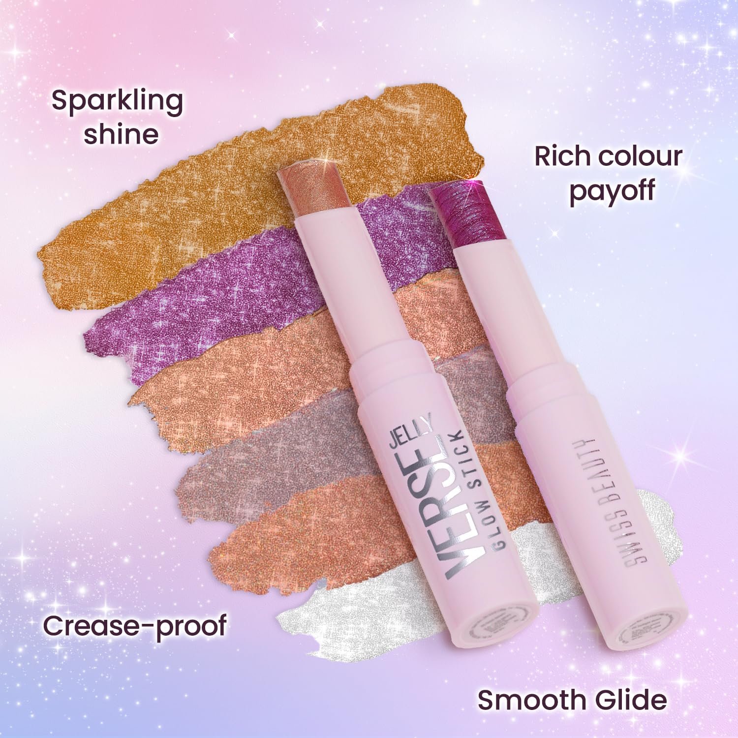 81pupvlhfsl. sl1500 Swiss Beauty Jelly Verse Eyeshadow Glow Stick | Rich Colour Payoff | Crease-Proof | Sparkling Shine | 6 Stellar Shades | Shade- 2. Bronzed Eclipse, 3g