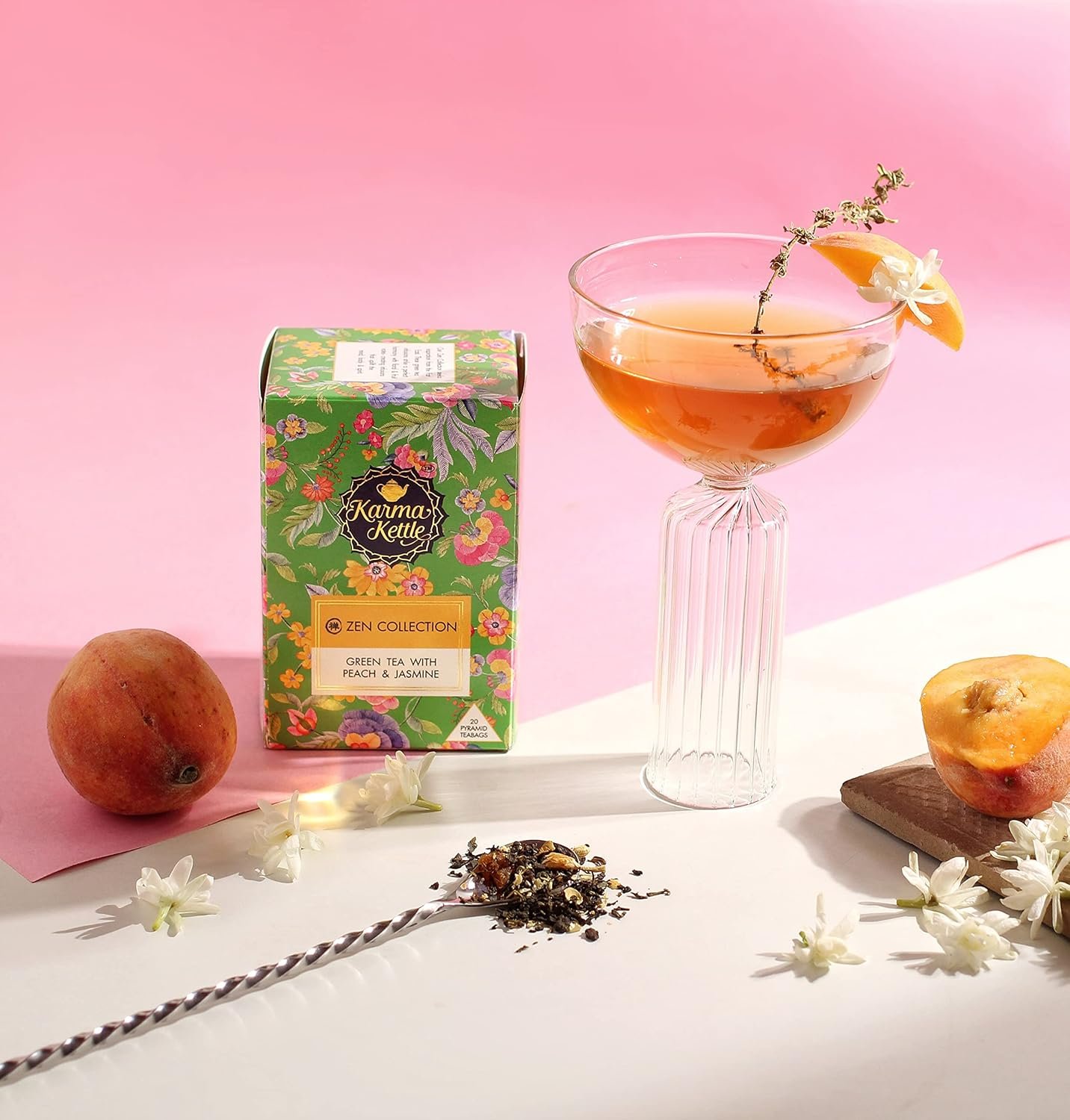 81r65jhvnyl. sl1500 Karma Kettle Zen Collection Green with Peach and Jasmine, 20 Pyramid Tea Bags – Natural Detox | Aromatherapy |Healthy Skin | Metabolism Booster