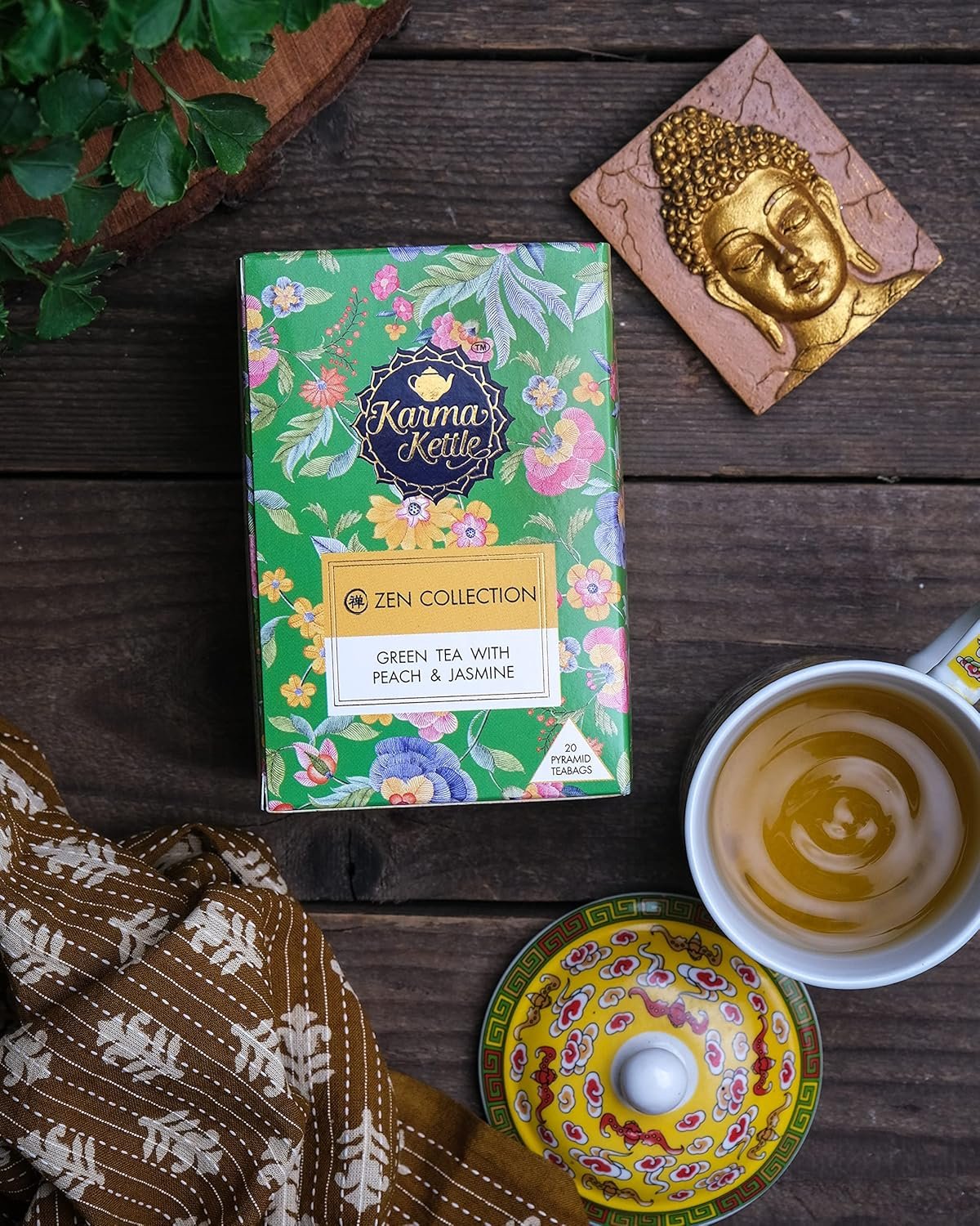 91tsjdxv1yl. sl1500 Karma Kettle Zen Collection Green with Peach and Jasmine, 20 Pyramid Tea Bags – Natural Detox | Aromatherapy |Healthy Skin | Metabolism Booster