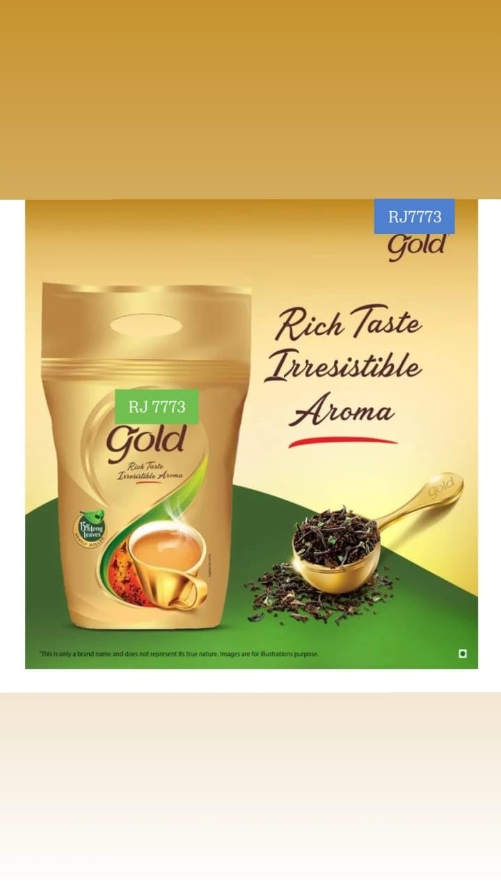 51 1xet y l. sl1280 RJ 7773 Gold Tea, Premium Assam Teas With Gently Rolled Aromatic Long Loose Leaves, Rich & Aromatic Chai, Black Tea (500g)