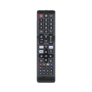 7 SEVEN® Compatible With Samsung Tv Remote Control Universal Suitable For LCD LED OLED QLED UHD HD Plasma 3D Smart Hub Television With Hotkeys - Match Remotes Keys Exactly With Existing Remote, Black
