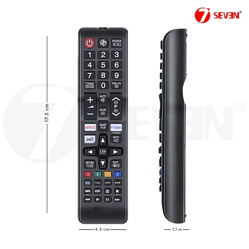 51ic bluhsl. sl1000 7 SEVEN® Compatible With Samsung Tv Remote Control Universal Suitable For LCD LED OLED QLED UHD HD Plasma 3D Smart Hub Television With Hotkeys – Match Remotes Keys Exactly With Existing Remote, Black