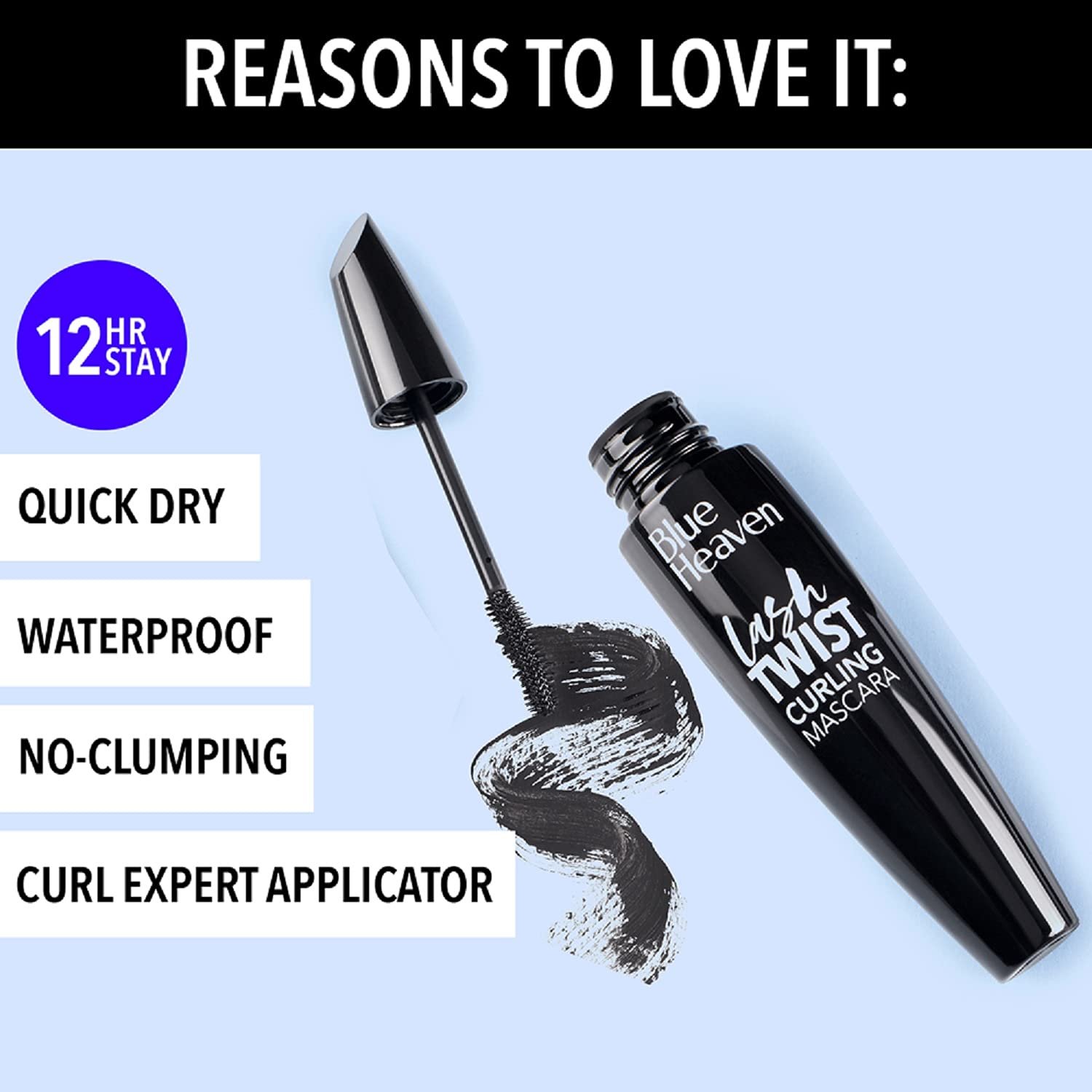 610ituabjxl. sl1500 1782614420 5104 Blue Heaven Lash Twist Curling Mascara for Women | Waterproof, Smudge Proof & Long Lasting | Quick Dry, No Clumping | Intense Black Volumizing & Curling Mascara | 12ml