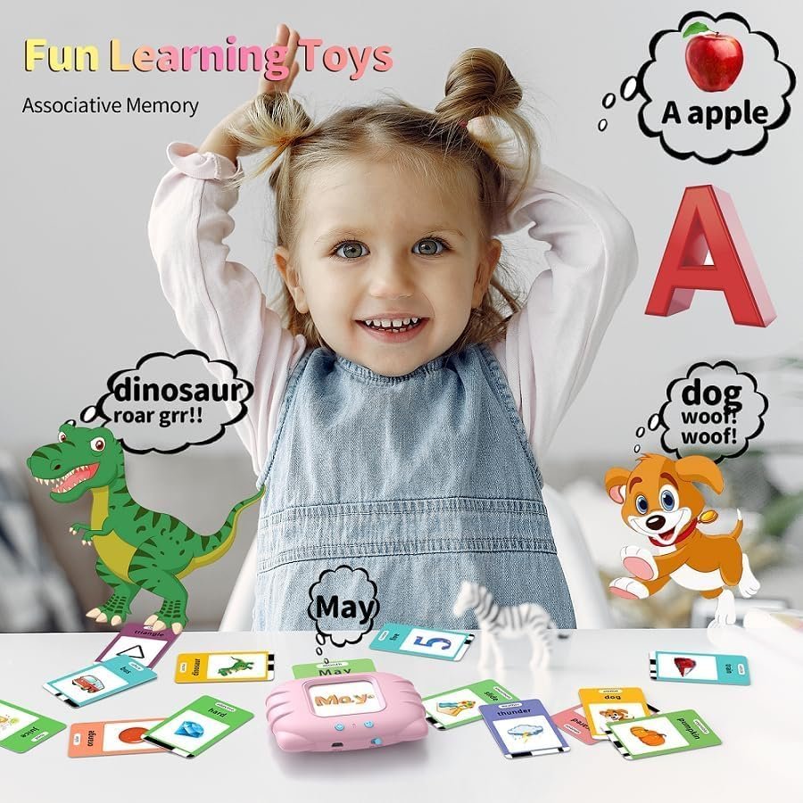 61a3gfjpll Storio Montessori Talking Flash Cards for Kids 2-5 Years | Rechargeable Educational Learning Toy for Toddlers | Cognitive Language Skills Builder for Boys & Girls | Sound Flashcard Device for Babies