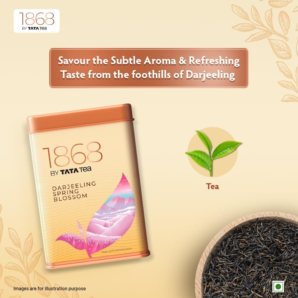 61c80ddcel. sl1000 1868 by Tata Tea Darjeeling Spring Blossom, Premium Black Tea, Handpicked from the Foothills of Darjeeling, 50g