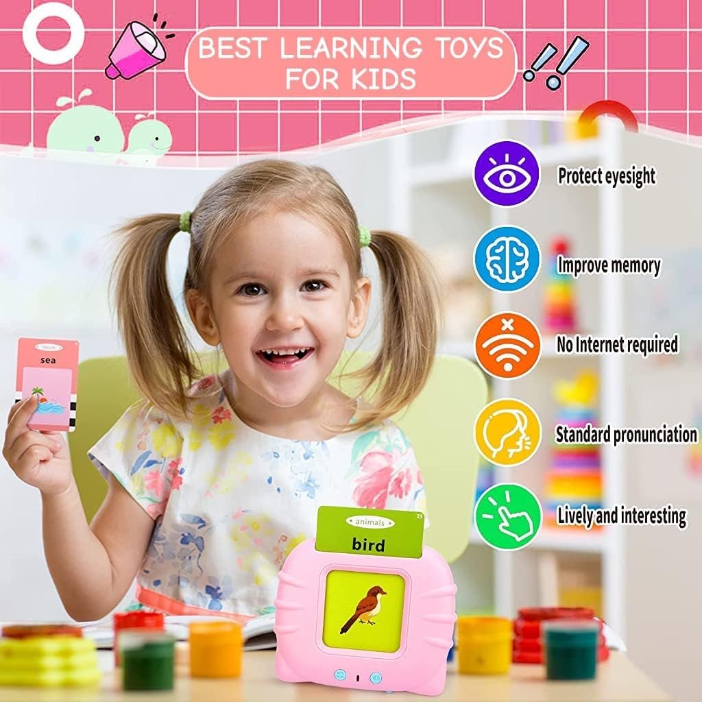 61e42j3znll. sl1024 Storio Montessori Talking Flash Cards for Kids 2-5 Years | Rechargeable Educational Learning Toy for Toddlers | Cognitive Language Skills Builder for Boys & Girls | Sound Flashcard Device for Babies