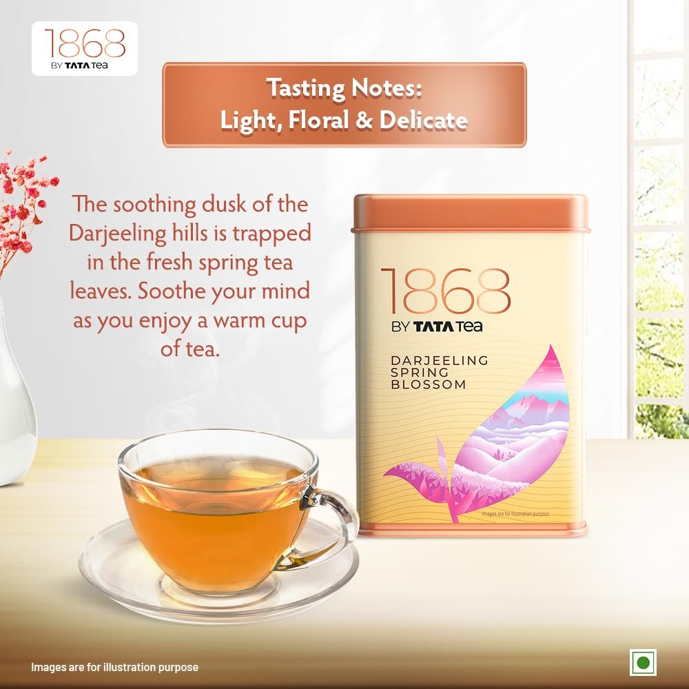 61emyv3 u6l. sl1000 1868 by Tata Tea Darjeeling Spring Blossom, Premium Black Tea, Handpicked from the Foothills of Darjeeling, 50g
