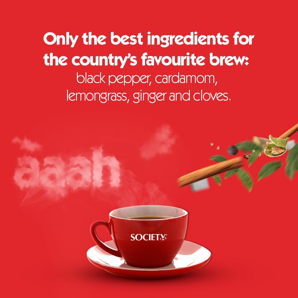 61u0fh mucl. sl1000 1782853870 3174 Society Masala Chai — Five-Spice Indian Masala Tea, Real Cardamom Ginger Clove Black Pepper Lemongrass Blended Into Assam CTC, Hasmukhrai & Co. Since 1924 | 1 kg Pouch | No Flavouring