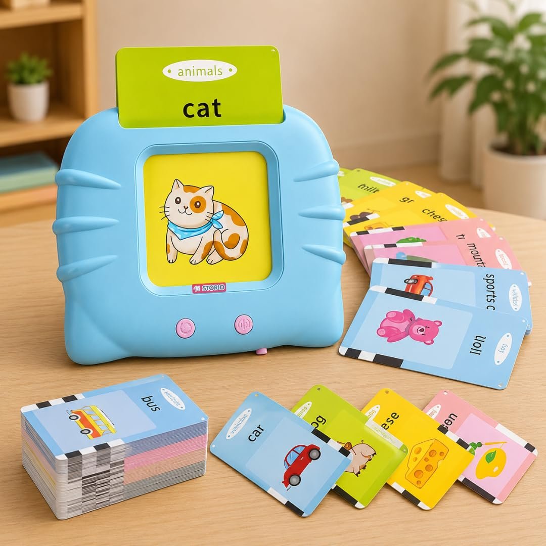 Storio Montessori Talking Flash Cards for Kids 2-5 Years | Rechargeable Educational Learning Toy for Toddlers | Cognitive Language Skills Builder for Boys & Girls | Sound Flashcard Device for Babies Storio Montessori Talking Flash Cards for Kids 2-5 Years | Rechargeable Educational Learning Toy for Toddlers | Cognitive Language Skills Builder for Boys & Girls | Sound Flashcard Device for Babies