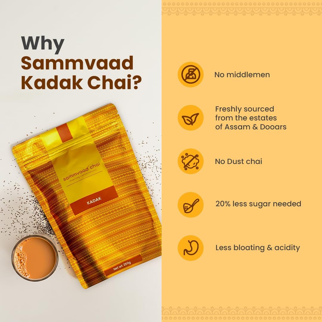 61swestkjsl. sl1080 Sammvaad Premium Kadak CTC Chai – 250g | Strong & Aromatic Assam Tea | Graded CTC Tea for Rich Flavor | Makes 135 Cups | Freshness Sealed Pack