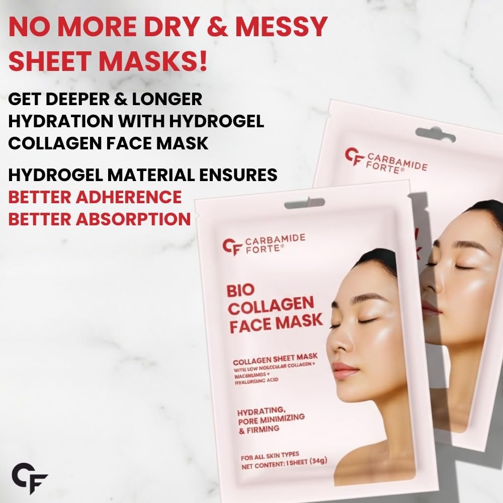 61zpm6e45zl. sl1000 Carbamide Forte Bio Collagen Mask | Collagen Mask Overnight | Sheet Mask | Korean Glass Skin Overnight Hydrogel Face Mask Sheets for Deep Hydration, Pore Minimizing, Firming & Moisturizing | Paraben-Free | For All Skin Types | 1 Piece – 35g