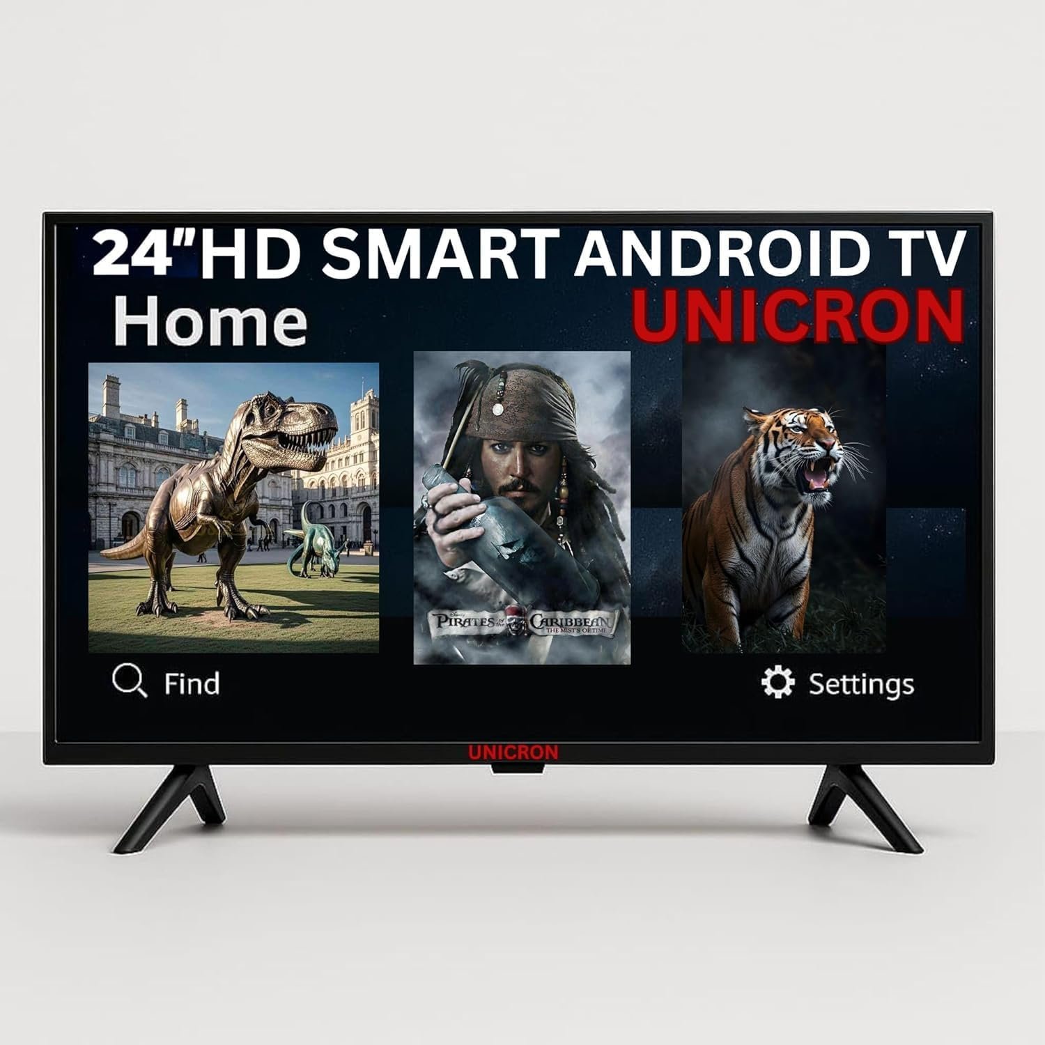 71fbiagptql. sl1500 UNICRON 24INCH HD Ready Android Smart LED TV | WiFi Enabled | Built-in Apps Compatible (YouTube, Netflix, Prime Video) | Screen Mirroring | HDMI, USB Connectivity | Slim & Stylish