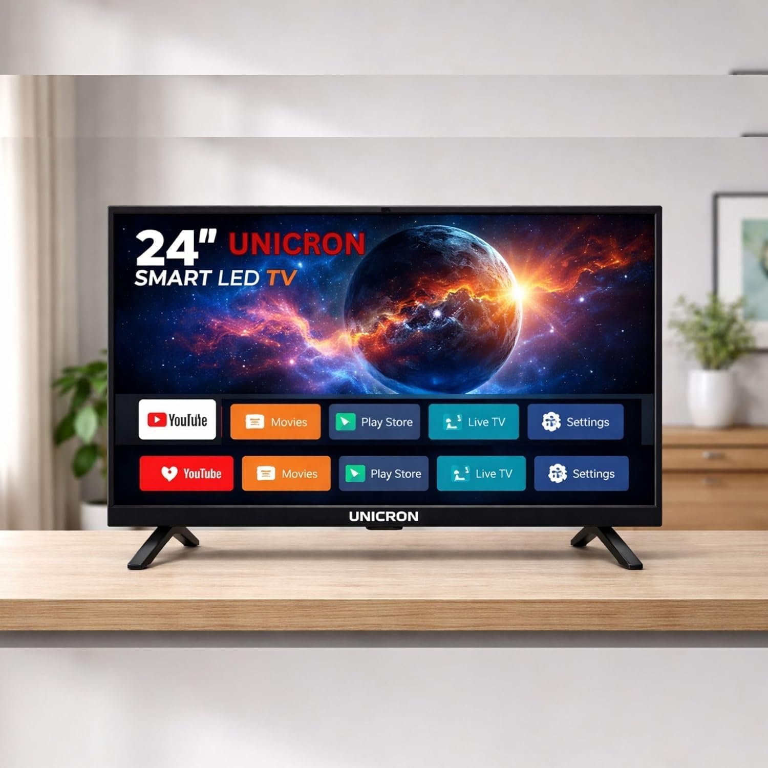 71hhantmqal. sl1500 UNICRON 24INCH HD Ready Android Smart LED TV | WiFi Enabled | Built-in Apps Compatible (YouTube, Netflix, Prime Video) | Screen Mirroring | HDMI, USB Connectivity | Slim & Stylish