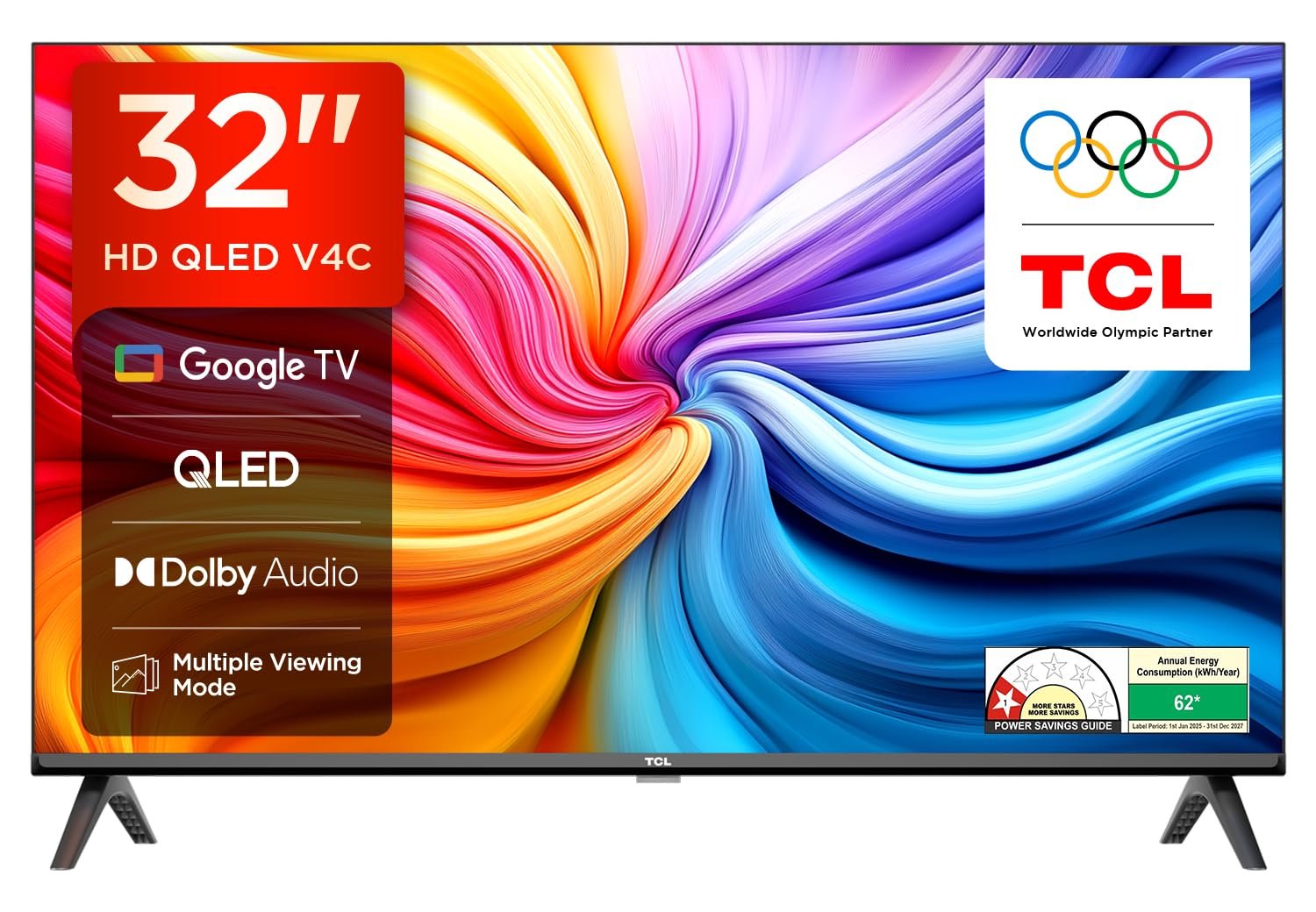 TCL 80 cms (32 inches) V4C Series HD Ready Smart QLED Google TV 32V4C TCL 80 cms (32 inches) V4C Series HD Ready Smart QLED Google TV 32V4C