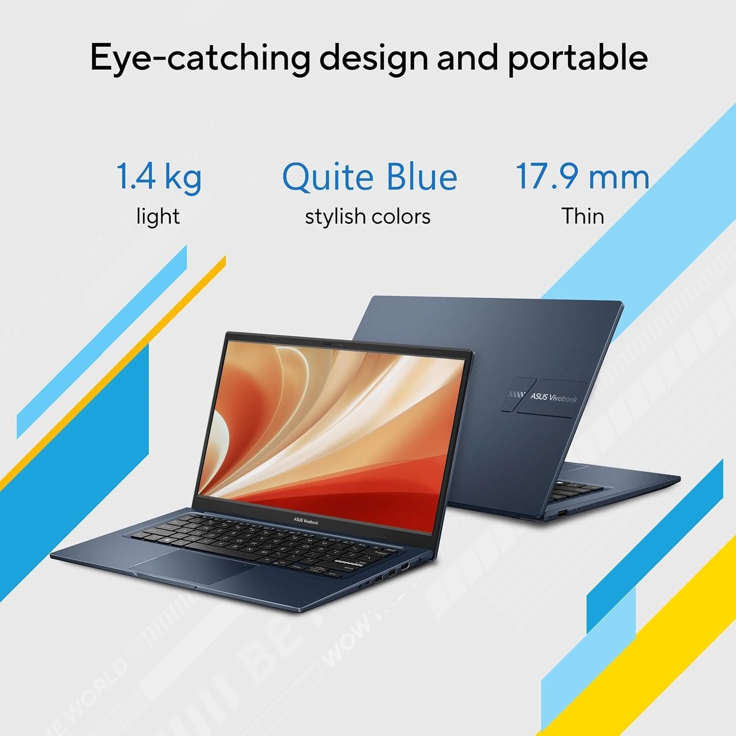 71we3augrrl. sl1500 ASUS Vivobook 14, (i5 14th Gen) Intel Core 5 120U, Thin & Light Laptop(16GB RAM/512GB SSD/FHD/14/60Hz/Fingerprint Reader/M365 Basic (1Year)*/Office Home 2024/Quiet Blue/1.4 Kg) X1404VAP-EB1542WS