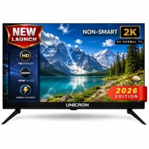 UNICRON 24 Inch HD LED TV Non Smart 20W Sound Output, Slim Design Premuim Crystal Clear Display with HDMI & USB Ports, Ideal for Home, Office & Monitor