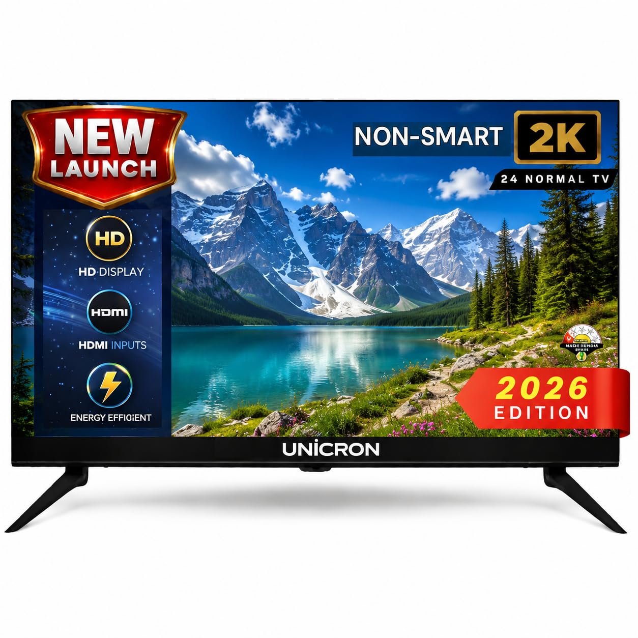 UNICRON 24 Inch HD LED TV Non Smart 20W Sound Output, Slim Design Premuim Crystal Clear Display with HDMI & USB Ports, Ideal for Home, Office & Monitor UNICRON 24 Inch HD LED TV Non Smart 20W Sound Output, Slim Design Premuim Crystal Clear Display with HDMI & USB Ports, Ideal for Home, Office & Monitor