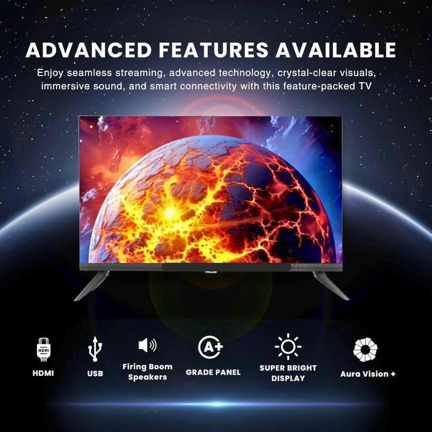 71xslspp3al. sl1500 UNICRON 24 Inch HD LED TV Non Smart 20W Sound Output, Slim Design Premuim Crystal Clear Display with HDMI & USB Ports, Ideal for Home, Office & Monitor