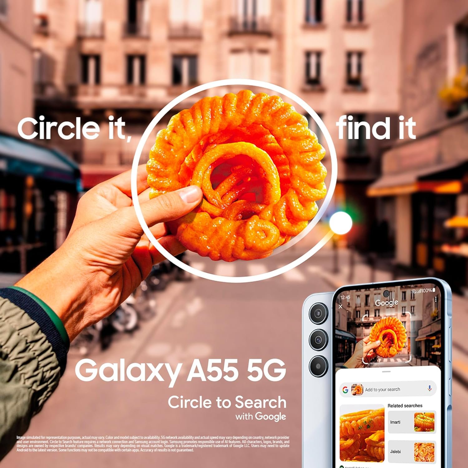 81bt09h1fwl. sl1500 Samsung Galaxy A55 5G (Awesome Navy, 8GB RAM, 128GB Storage) | AI Mobile | 50MP Main Camera (OIS) | Super HDR Video| Nightography | IP67 | Gorilla Glass Victus+ | sAMOLED | Gaming Smartphone