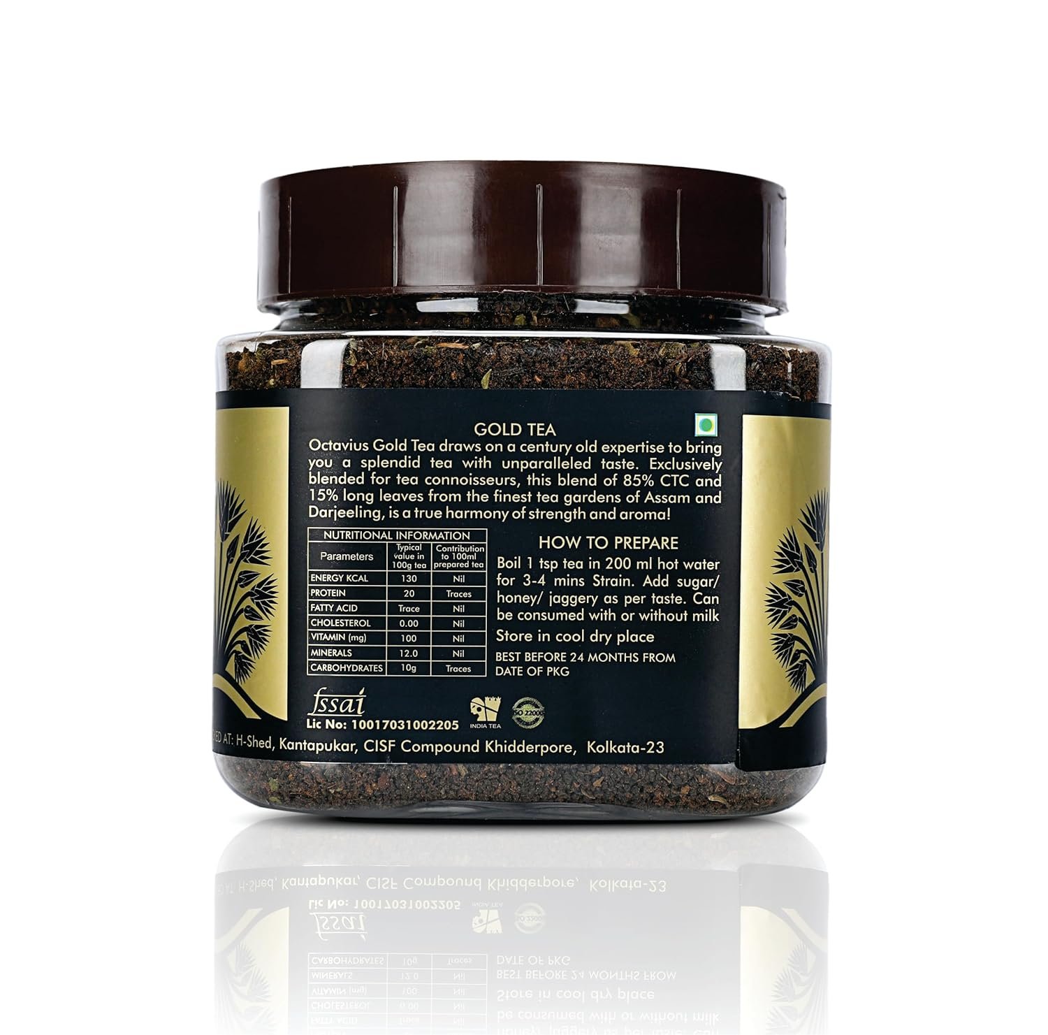 81imjcyetgl. sl1500 Octavius Gold CTC Tea – 250 Gm Jar | Consists 85% Kadak Assam Black Tea & 15% Aromatic Darjeeling Long Leaf Tea| Perfect Combination Of Strength & Aroma|Blended For Tea Connoisseurs | 250g