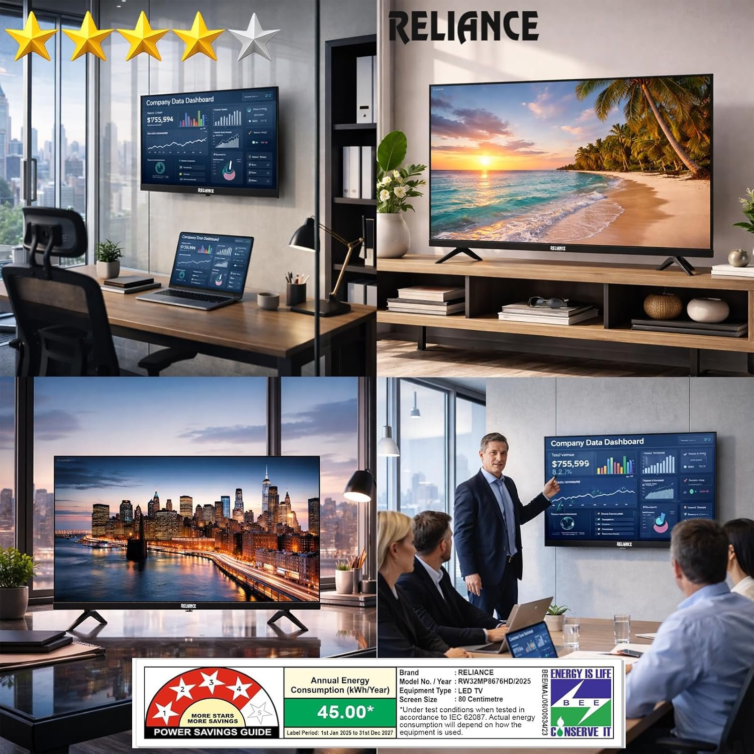 81kc1wemll. sl1500 Reliance 80 cm (32 Inch) HD Ready Smart Android LED TV 2026 Edition | 24W Front Boom Speakers | 1000+ Apps | Built-in WiFi | Mobile Screen Cast | Gaming Support | Slim Design Television (RW32MP8676HD)
